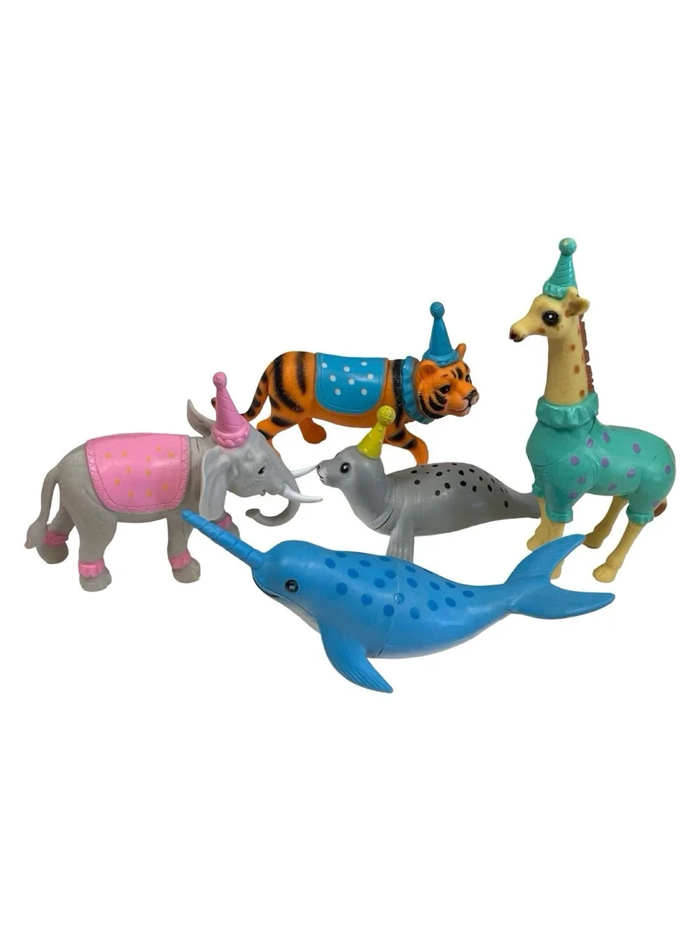 Ankyo Circus Party Animals 5 Piece Set Plastic Toy Figures; Very Nice!